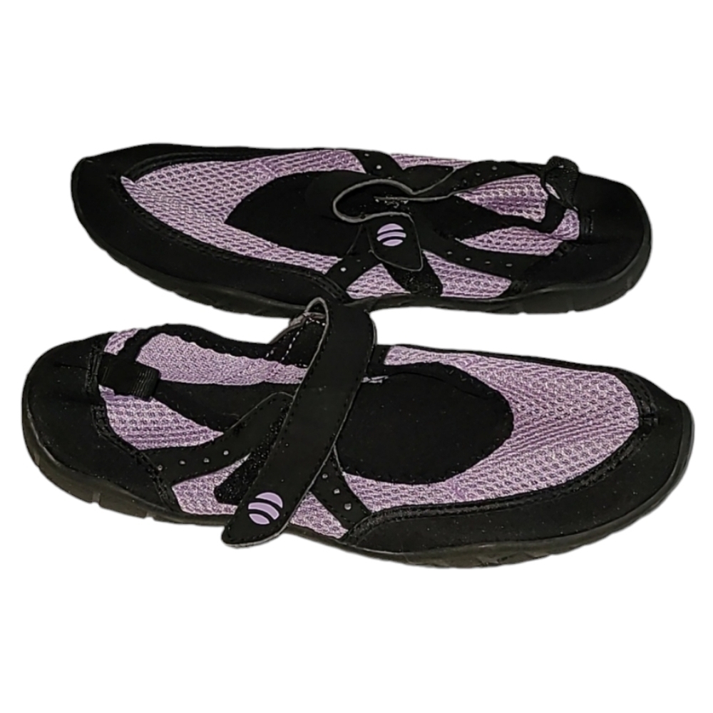 Cancun water shoes women's 8 purple and‎ black euc